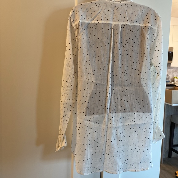 Eddie Bauer womens long sleeve black polka dot sheer top - size L - Picture 3 of 10